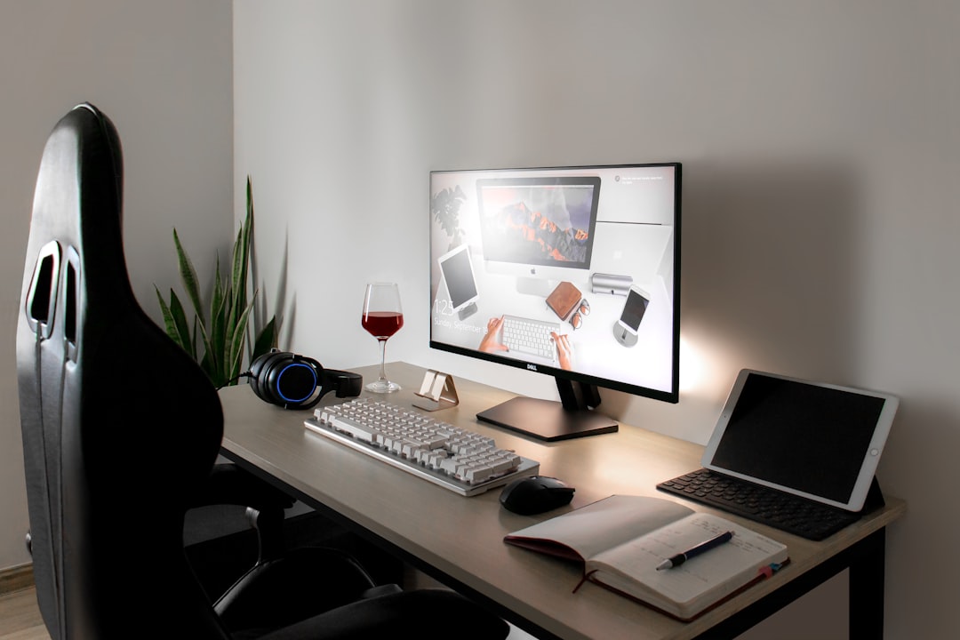 A Modern High End Photorealistic Image Depicting A Professional Workspace With A Laptop Displaying